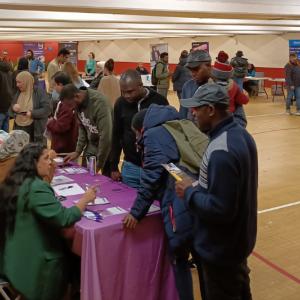 Lots of people at a job fair